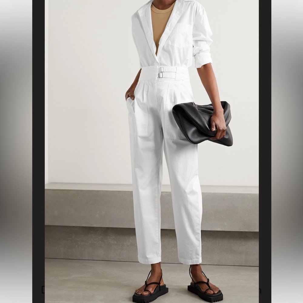 Nili Lotan white cotton Dallas belted pleated pants - Picture 4 of 9